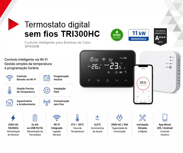 Termóstato Digital Wi-Fi SPRSUN TRI300HC